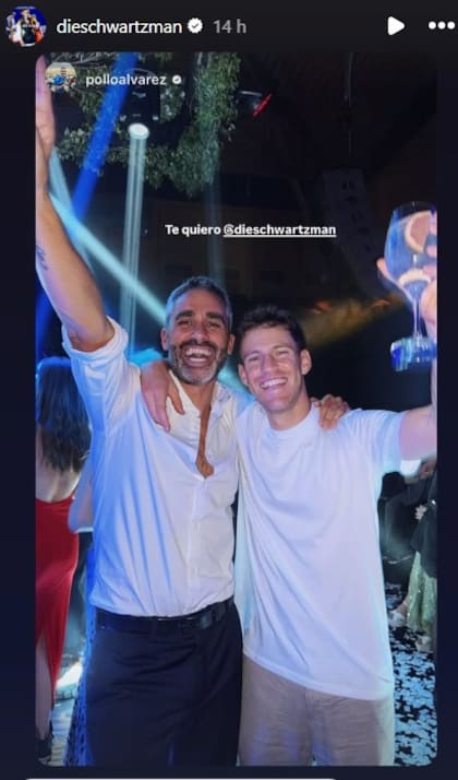 El "Pollo" Álvarez dio el presente en el casamiento de Diego Schwartzman