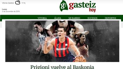 El portal gasteizhoy.com, también reflejó el regreso de Prigioni como la principal noticia del día