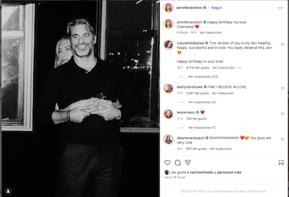 El posteo con el que Aniston anunció públicamente la relación