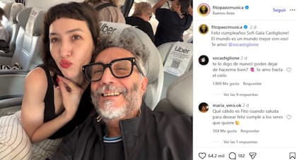 El posteo con el que Fito Páez pareció dar a conocer su romance con Sofía Gala