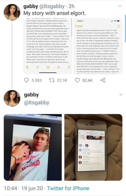 El posteo con el que Gabby denunció al actor y mostró pruebas de su relación amorosa