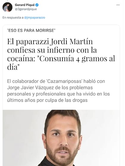 El posteo con el que Piqué habló de la adicción de Jordi Martin