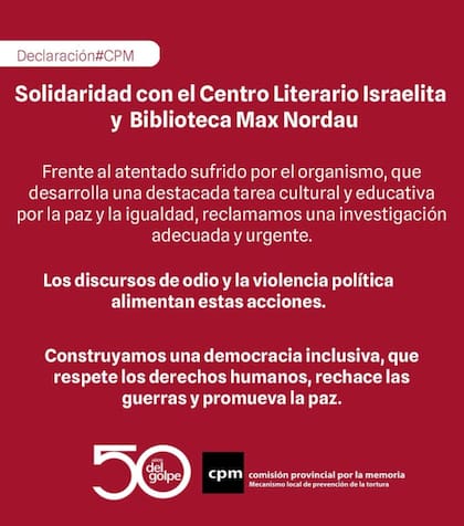 El posteo conjunto del centro literario y el CPM en Instagram