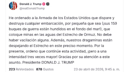 El posteo de Trump