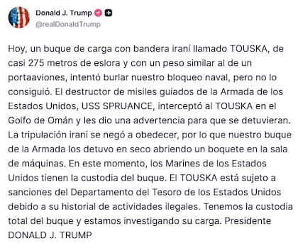 El posteo de Trump
