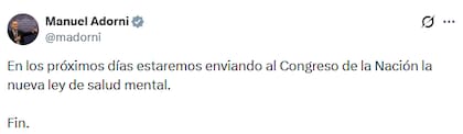 El posteo de Adorni en X