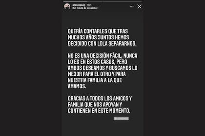 El posteo de Alexis Puig sobre la separación