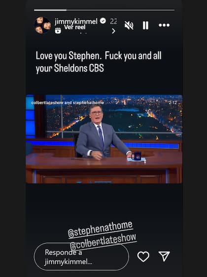 El posteo de apoyo de Jimmy Kimmel para Stephen Colbert