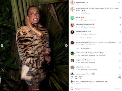 El posteo de Aryna Sabalenka donde compartió su outfit atigrado previo al debut en el Miami Open