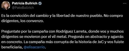 El posteo de Bullrich contra Carrió