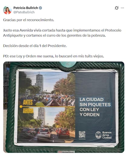 El posteo de Bullrich contra Macri