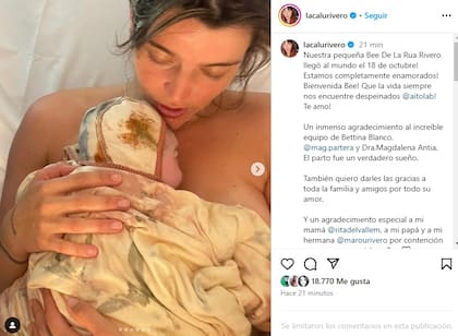 El posteo de Calu Rivero sobre el nacimiento de Bee