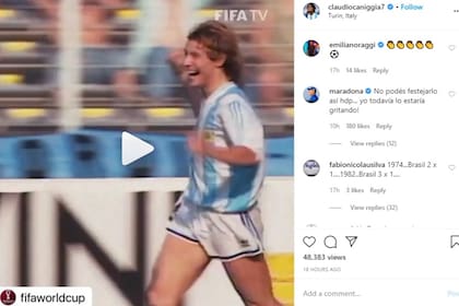 El posteo de Caniggia y el comentario de Maradona, en el tercer lugar