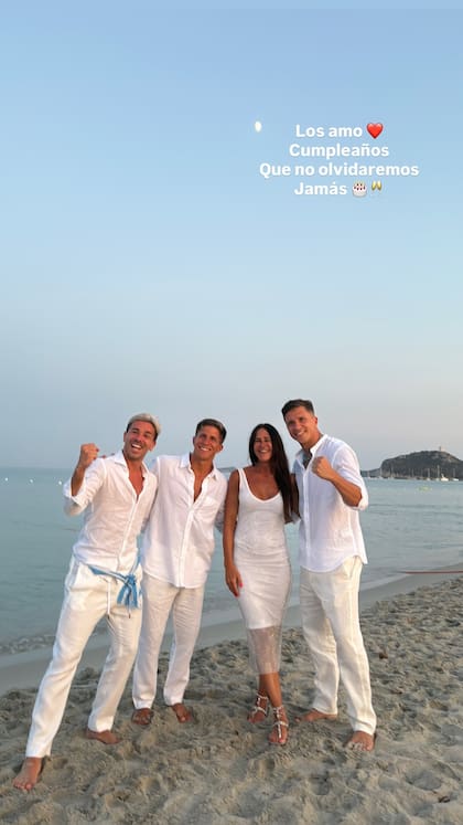 El posteo de Carolina Baldini con sus tres hijos: Giovanni, Gianluca y Giuliano Simeone