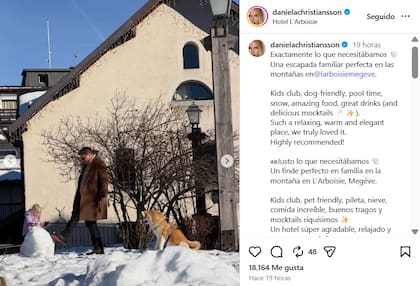 El posteo de Daniela Christiansson sobre los días en los Alpes franceses