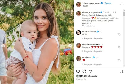 El posteo de Diana Arnopoulos sobre el cumpleaños de su hijo Noah