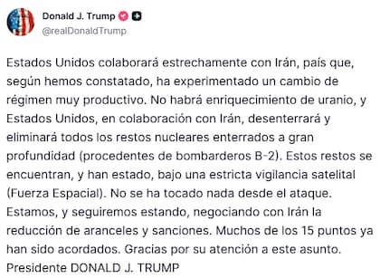 El posteo de Donlad Trump tras el acuerdo con Irán