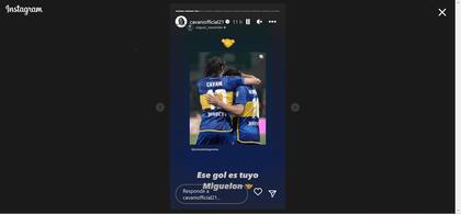 El posteo de Edinson Cavani en redes sociales en agradecimiento al pase gol de Merentiel