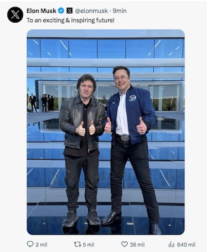 El postéo de Elon Musk junto a Milei