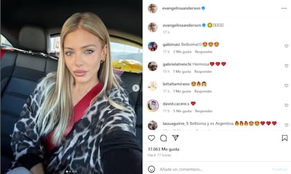 El posteo de Eva Anderson y los comentarios de sus seguidores