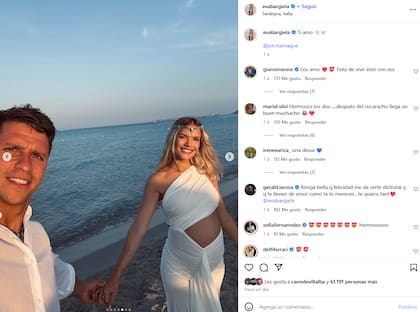 El posteo de Eva Bargiela junto a Gianluca en Cerdeña, Italia