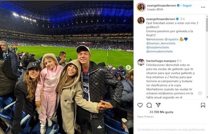 El posteo de Evangelina Anderson con sus tres hijos