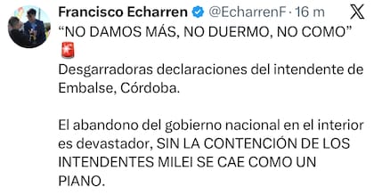 El posteo de Francisco Echarren
