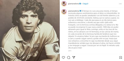El posteo de Gianinna Maradona recordando a su papá, a 1000 días de su fallecimiento
