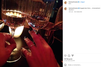 El posteo de Instagram de Fabiola Yañez, en 2016, en París, con el que anunció su compromiso con Fernández