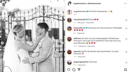 El posteo de Instagram de Peque Schwartzman y Eugenia de Martino