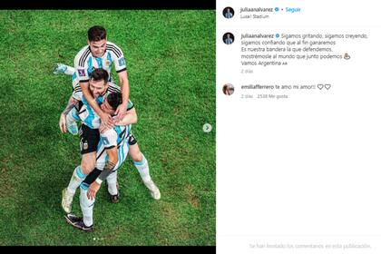 El posteo de Julián Álvarez tras la victoria argentina (Foto: Instagram @juliaanalvarez)
