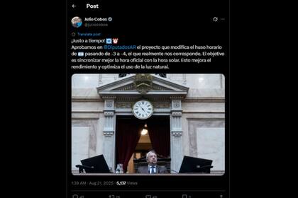 El posteo de Julio Cobos en redes sociales