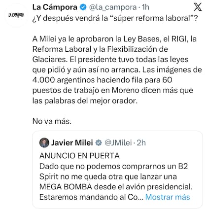 El posteo de La Cámpora