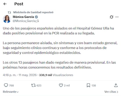 El posteo de la ministra de Sanidad de España