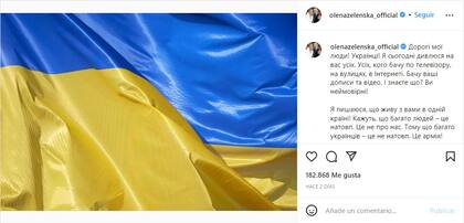 El posteo de la Primera Dama de Ucrania horas después de los primeros ataques (Foto: Instagram)