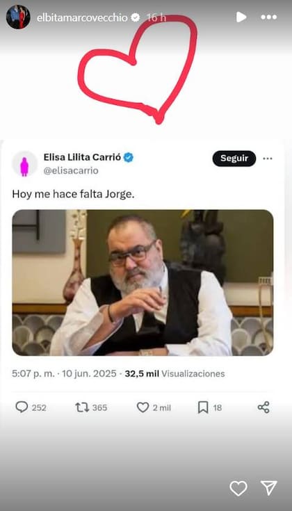 El posteo de la viuda de Jorge Lanata tras la condena a Cristina Kirchner.