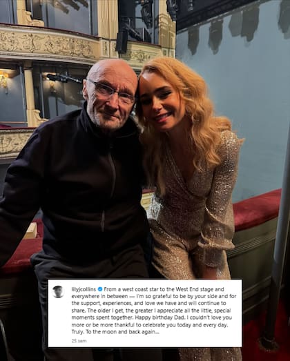 El posteo de Lily Collins para su padre en el día de su cumpleaños (Foto: Instagram @lilycollins)