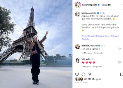 El posteo de Luisana en su cuenta de Instagram