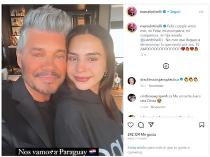 El posteo de Marcelo Tinelli por el cumpleaños de su hija Juanita.