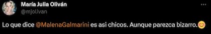 El posteo de María Julia Oliván en el que le respondió a Malena Galmarini