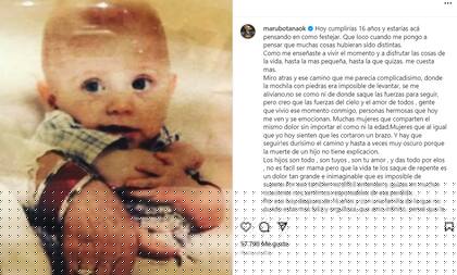 El posteo de Maru Botana el día que su hijo Facundo hubiese cumplido 16 años
