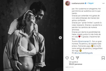 El posteo de Marzol a su marido, poco antes de convertirse en mamá