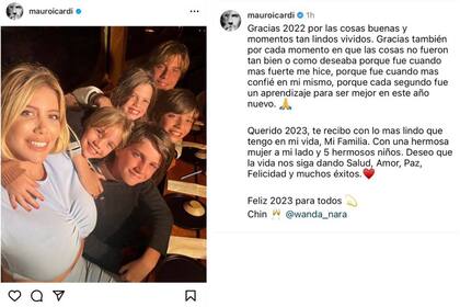 El posteo de Mauro Icardi para recibir el 2023 en el que se refiere a Wanda Nara y que después borró