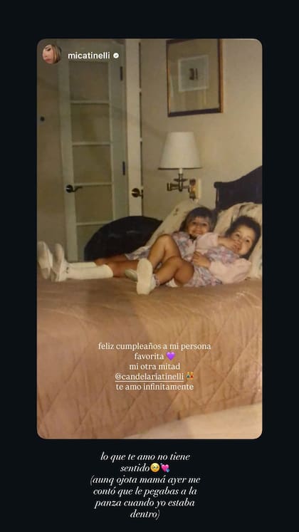 El posteo de Mica Tinelli en el día del cumpleaños de Candelaria