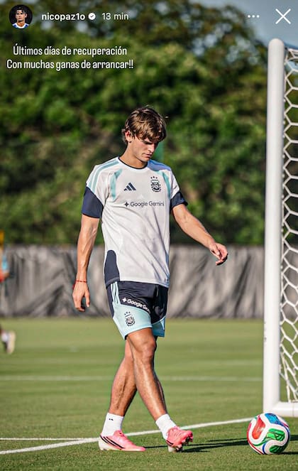 El posteo de Nico Paz en el que buscó dar tranquilidad: "Últimos días de recuperación. Con muchas ganas de arrancar"