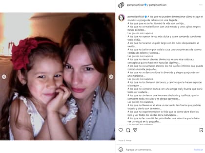 El posteo de Pampita en honor a su hija Blanca (Foto: Instagram @pampitaoficial)