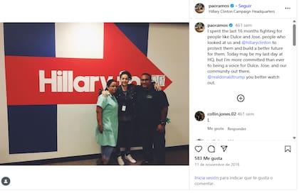 El posteo de Paola Ramos en noviembre de 2016