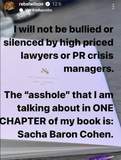 El posteo de Rebel Wilson, en donde desenmascaró quién era el actor con el que sufrió al trabajar: Sacha Baron Cohen