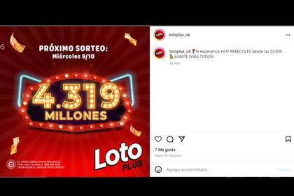 El posteo de redes sociales por el sorteo de hoy