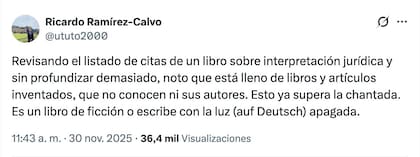 El posteo de Ricardo Ramírez-Calvo